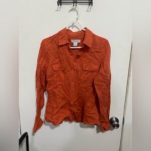 Orange 100% Linen-Button-Up Shirt for Men